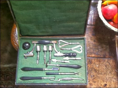 A 17th-century trepanation kit given that was given to Amanda as a gift