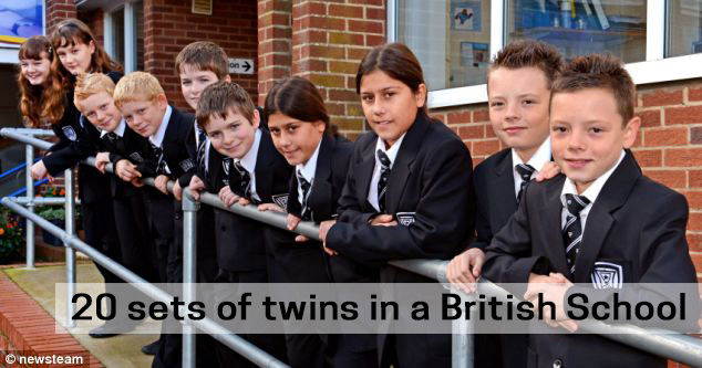 20 sets of twins in a British School