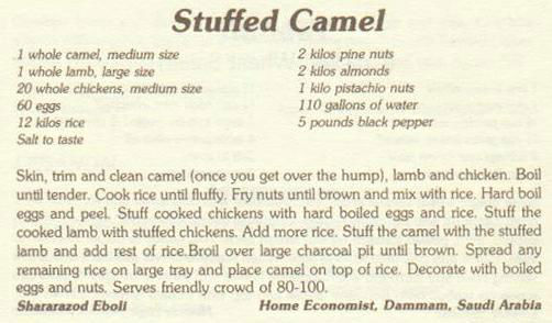 Stuffed Camel Menu