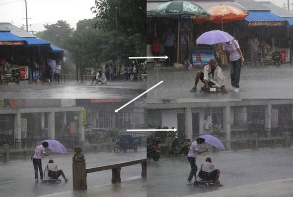 When this girl gave shelter to a man who was disabled on the streets.