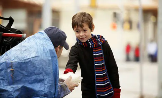 When a homeless hungry man on the street got a sandwich from this little boy.