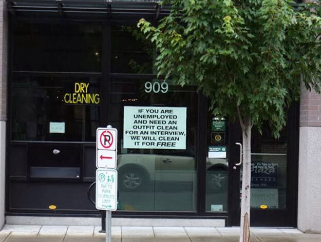When this dry cleaner offered free services to anyone that was in need.