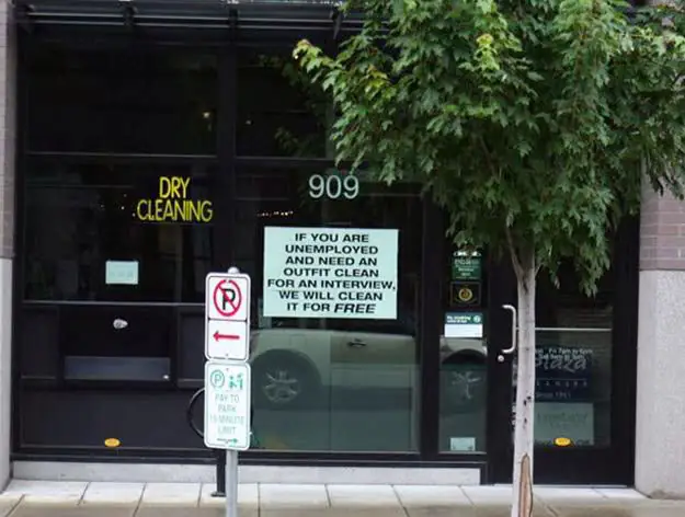 When this dry cleaner offered free services to anyone that was in need.