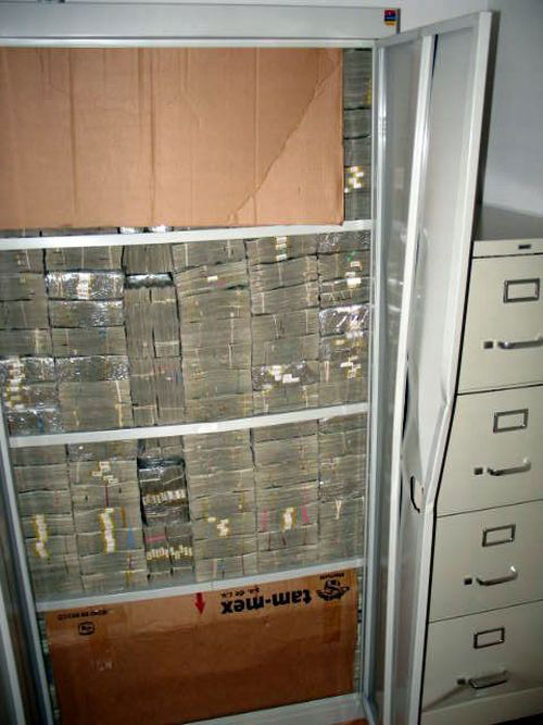 Additional stacks of cash were found in every nook and cranny!