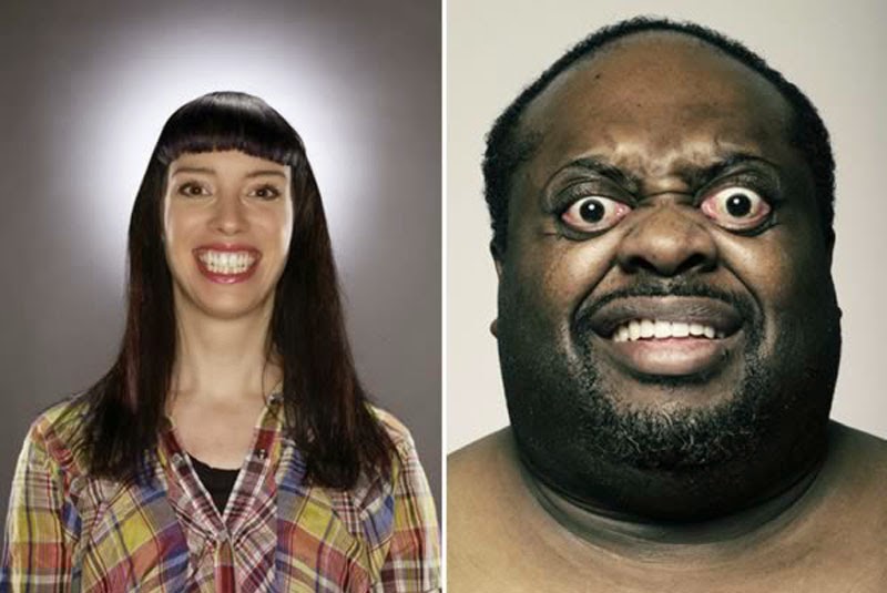 Men and women from an ugly people modeling agency.