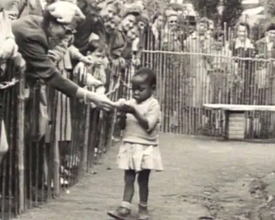 African girl in human zoo