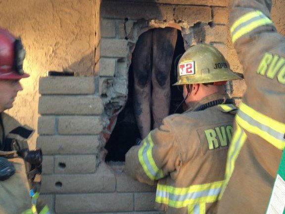 woman trapped in chimney