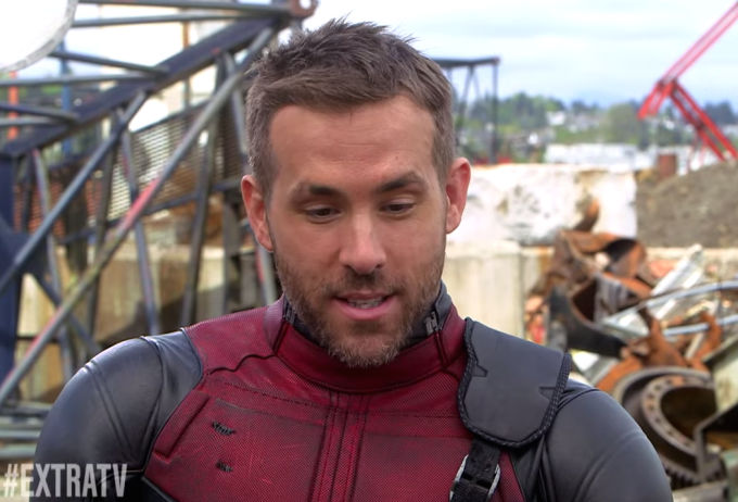 Ryan Reynolds in the Deadpool outfit
