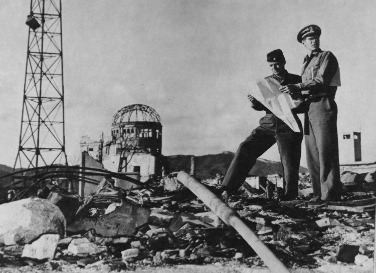 US Army Officers Examining Hiroshima Hypocenter