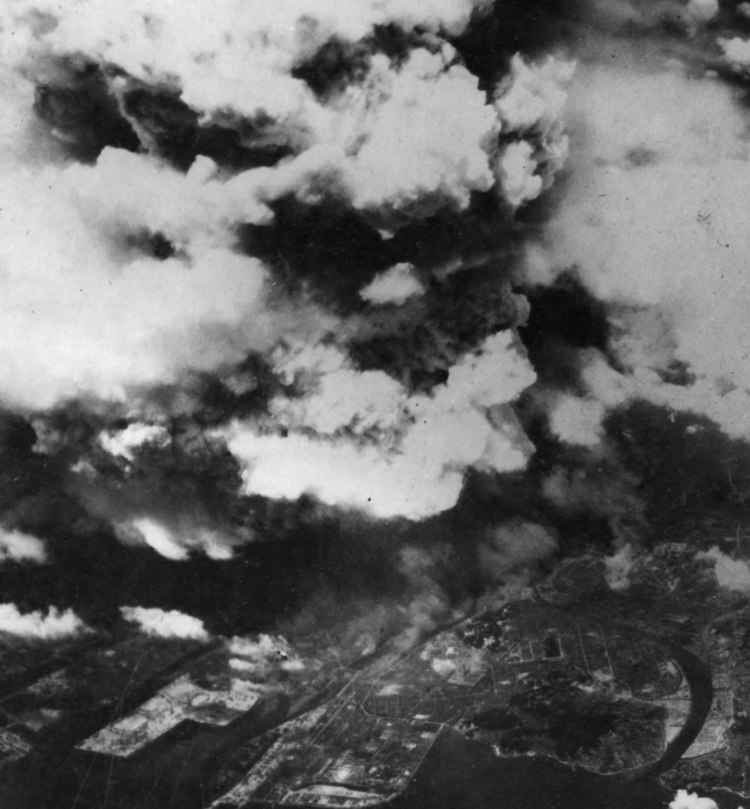 Aerial View of Atomic Bomb Explosion in Hiroshima