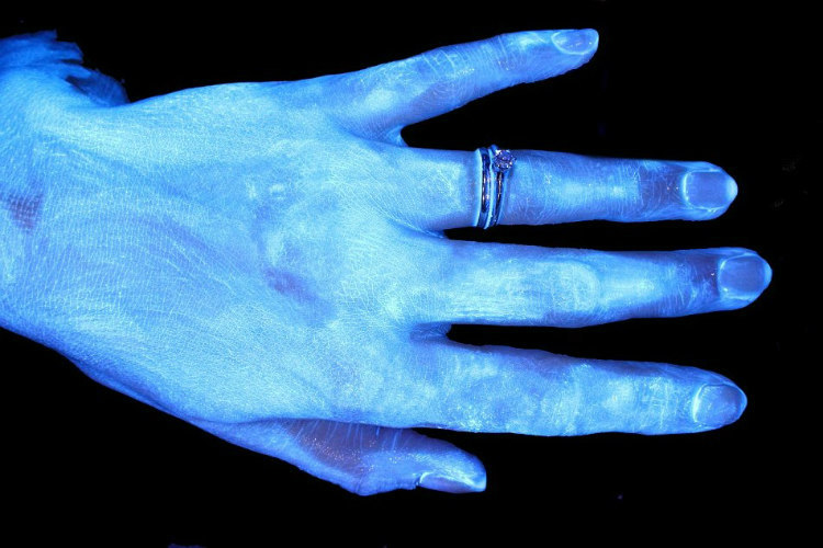 Hands and Hygiene - Tested with Glo Germ Gel Under UV Light (2)