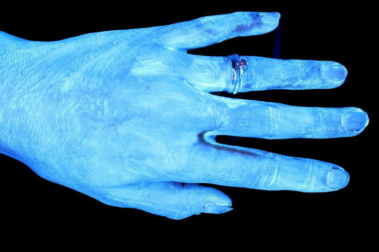 Hands and Hygiene - Tested with Glo Germ Gel Under UV Light