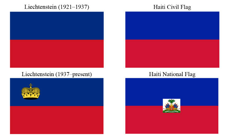 Liechtenstein and Haiti Flags