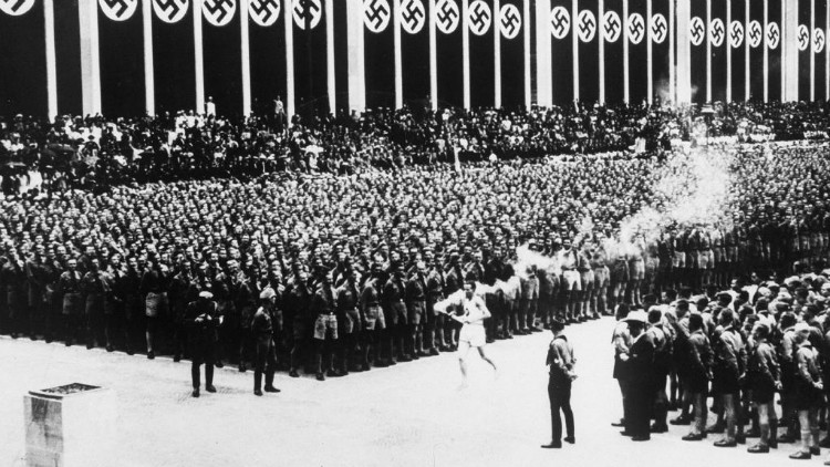 Olympic flame arrives in Berlin, 1936