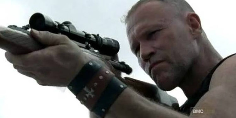 Merle Dixon starts shooting off his gun on the rooftop