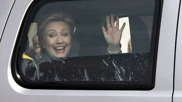 Hillary Clinton in a Car