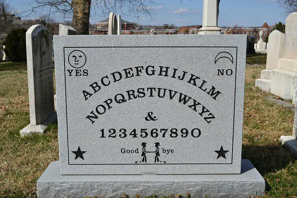 The Ouija gravestone of Elijah Bond