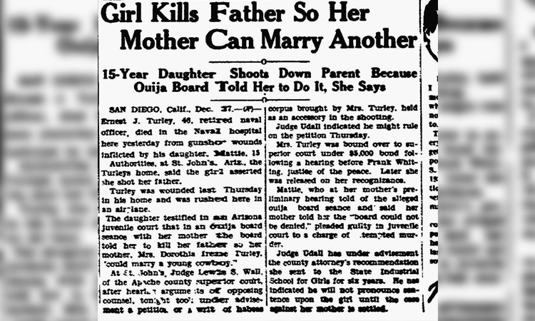 Newspaper article about ouija murder 
