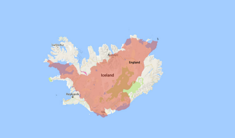 Iceland Vs. England in Size