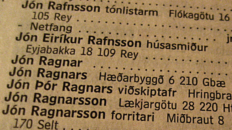 Icelandic Phonebook
