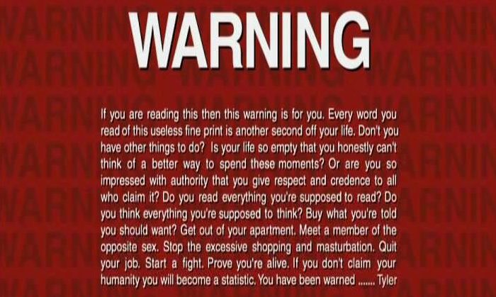 Warning in The fight club