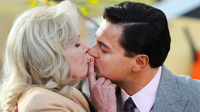 kissing scene between Joanna Lumley and Leonardo DiCaprio