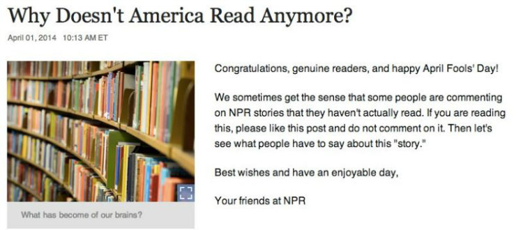 April fool prank NPR