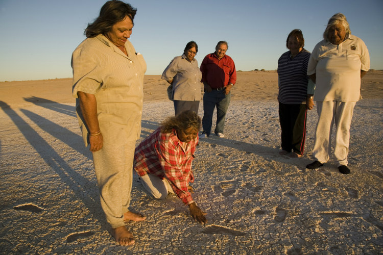 Footprints Being Inspected by Aboriginal Tribes