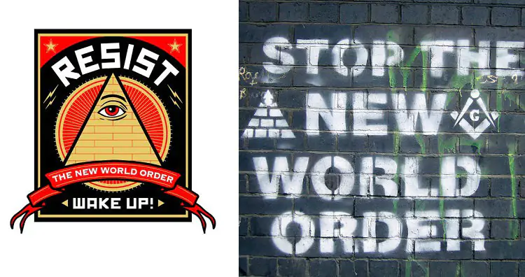 Anti new world order poster and graffiti