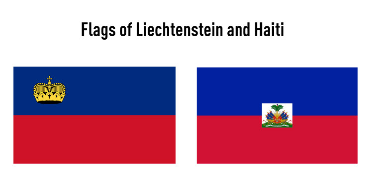 Flags of Liechtenstein and Haiti