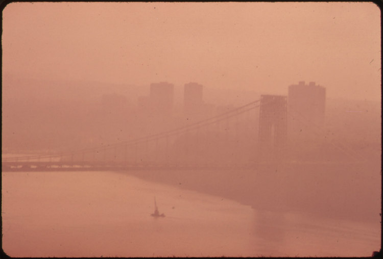 The George Washington Bridge in Heavy Smog
