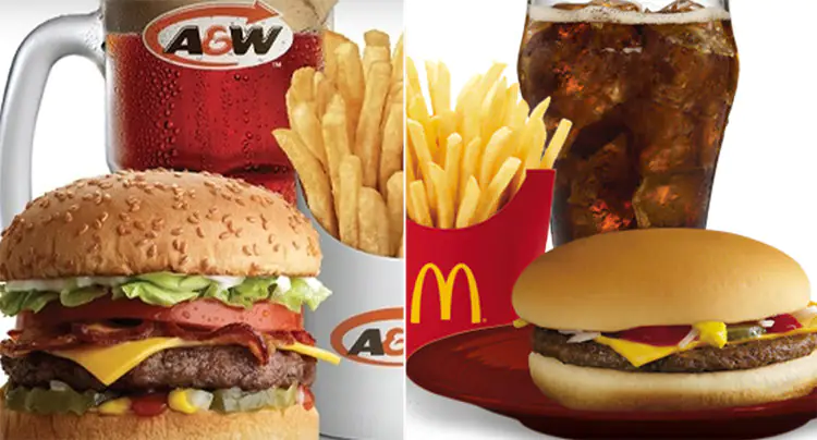 A&W and McDonald's Burgers