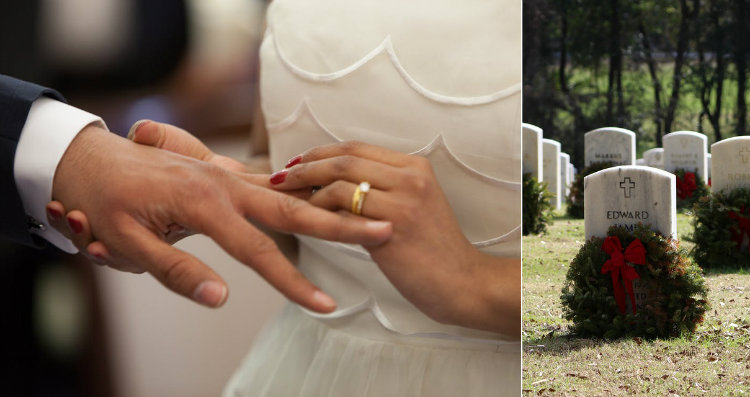 wedding and a grave