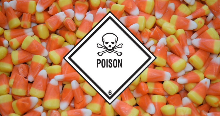 Poison warning and candy