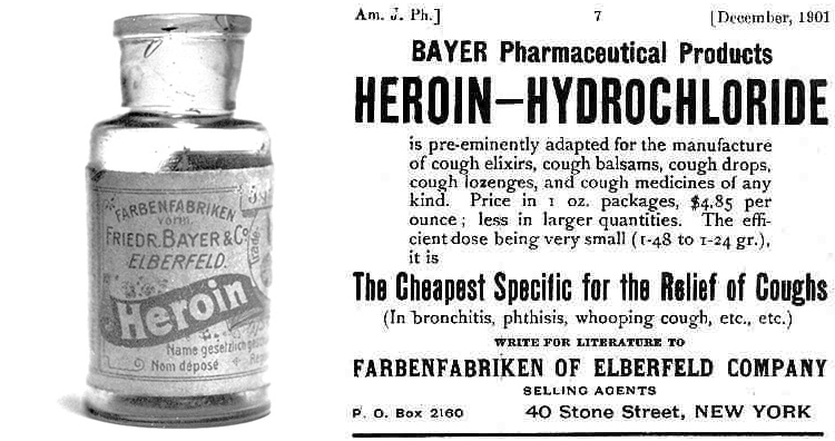 Bayer Heroin cough syrup and marketing material