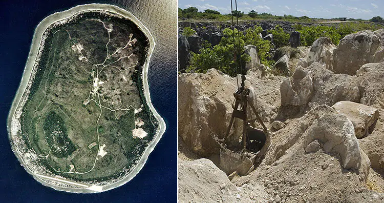Nauru aerial view and mines