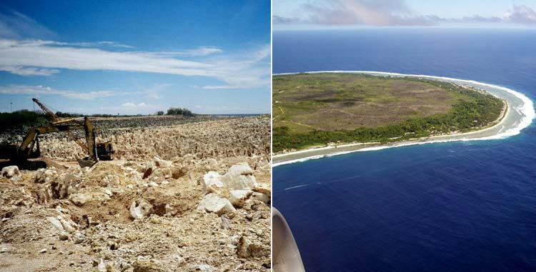 Nauru mining damage and aerial photo