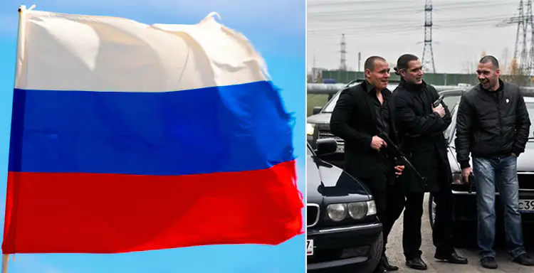 Russian flag and gangsters