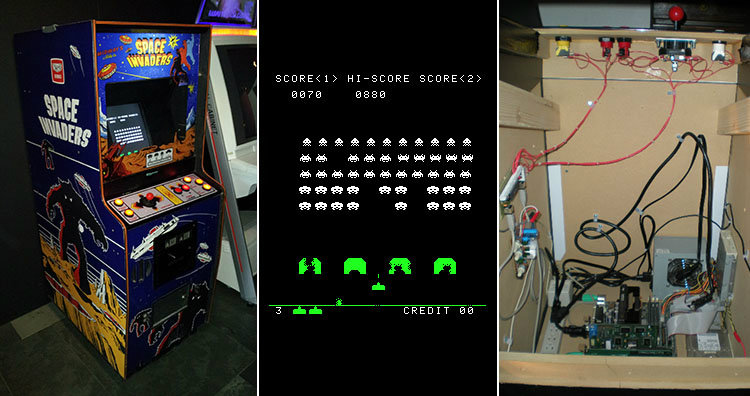 space invaders and cabinet interior
