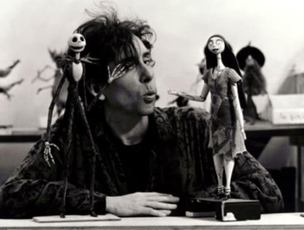 Tim Burton at set of The Nightmare Before Christmas