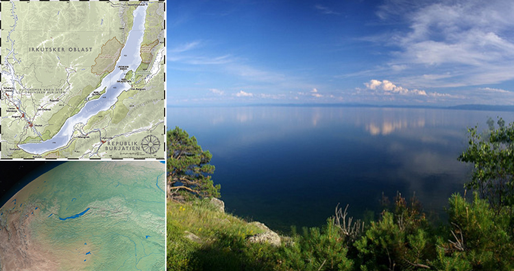 Lake Baikal on map, Lake Baikal from space, Lake Baikal
