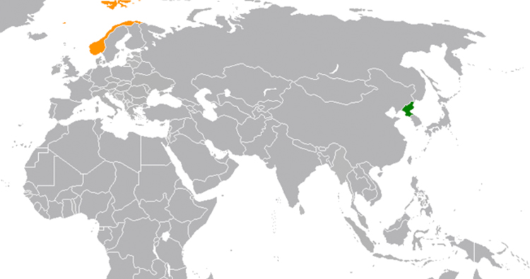 North Korea to Norway map