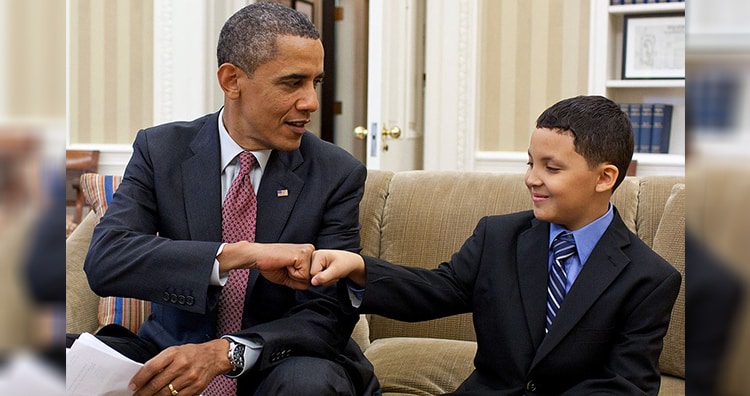 President Barack Obama fist-bumps Make-a-Wish child Diego Diaz 