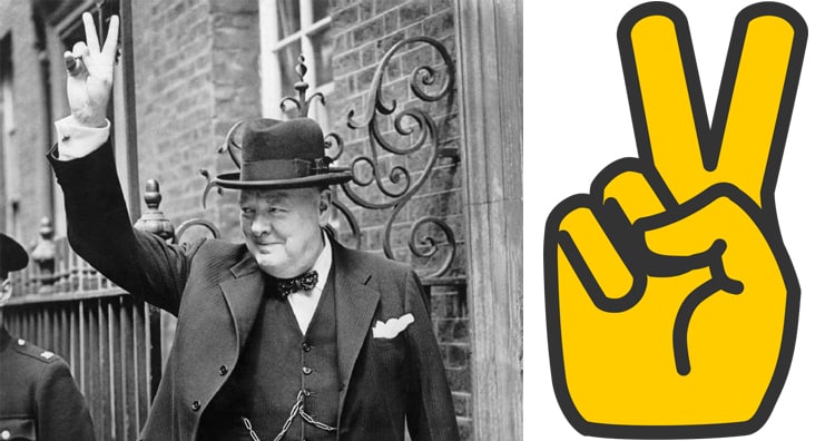 Winston Churchill V sign, V gesture