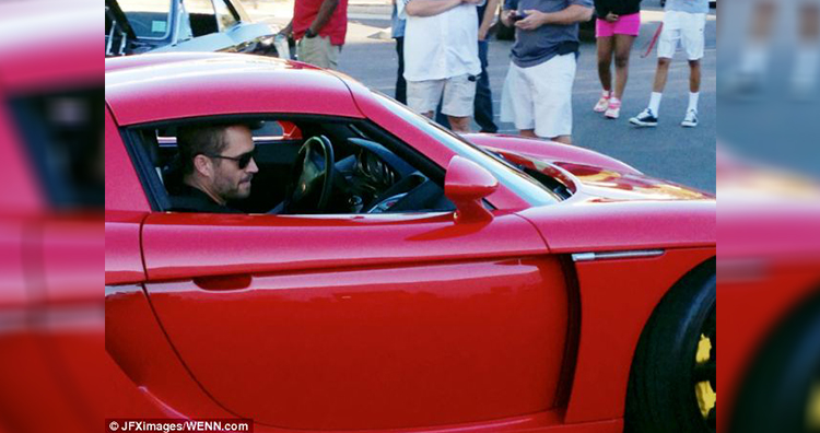 Paul Walker is pictured for the last time before the car smashed into a pole and burst into flames