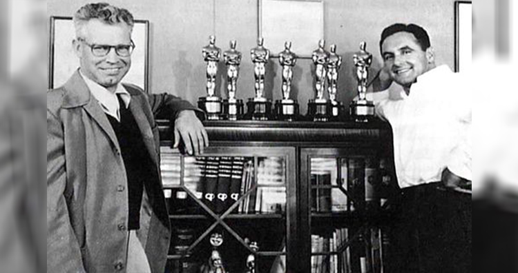 William Hannah and Joseph Barbera with seven Oscar awards for Best Short Film