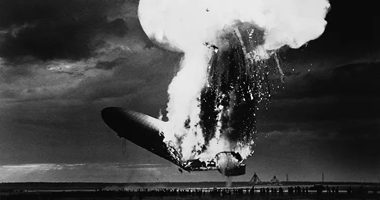 Worst engineering disasters: The Hindenburg space ship explodes spectacularly.