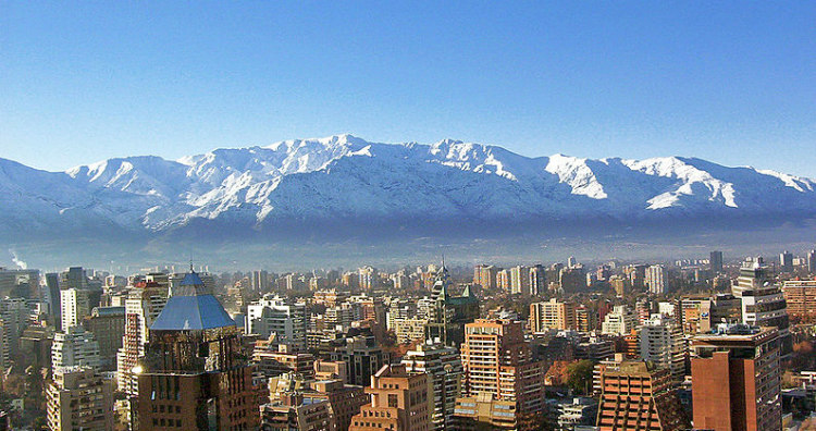 Andes Behind Modern Day Santiago