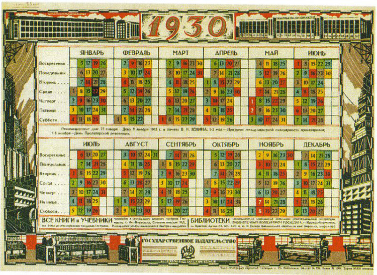 Five-Day Week Soviet Calendar