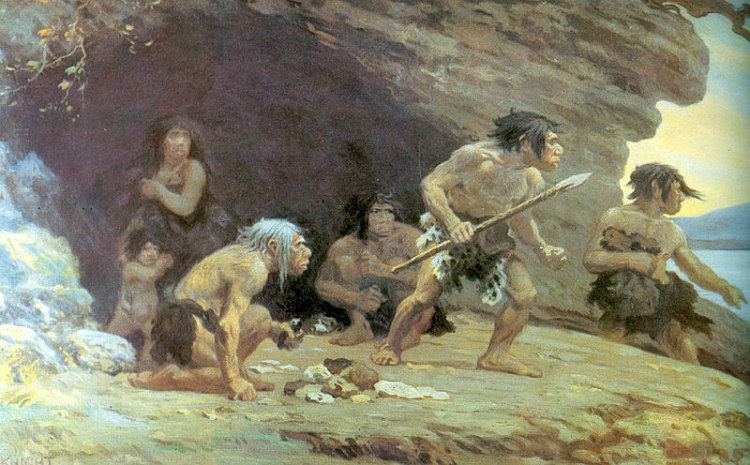 Le Moustier Neanderthals by Charles R. Knight